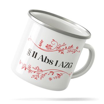 Emaille-Trinkbecher Vintage Cup „§ 11 Abs 1 AZG“